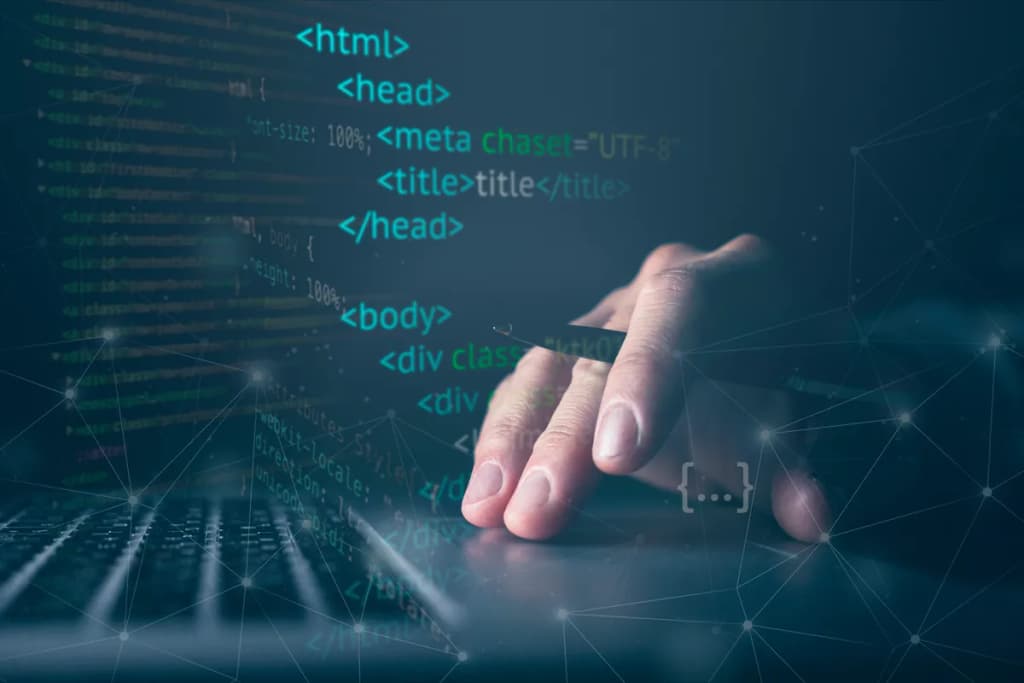 Person coding on a laptop